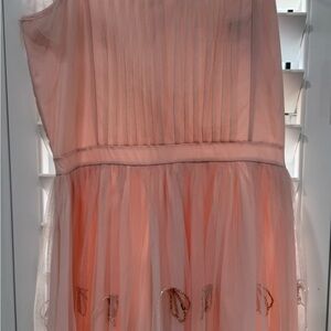 Joyfolie Orange Pink Smocked One Shoulder Sundress